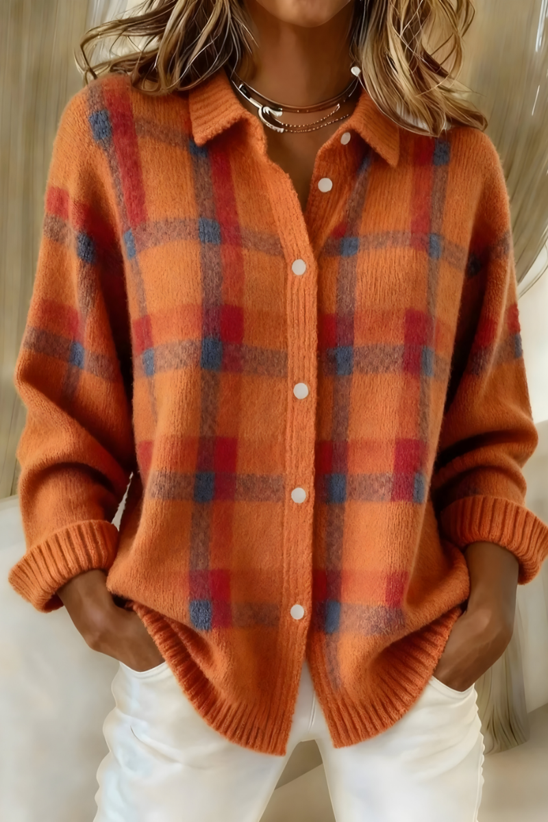 Anna | Weicher Karomuster Strickcardigan – Stilvoll & gemütlich