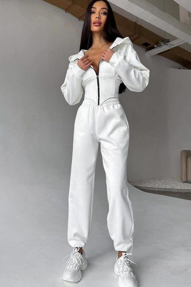 Damen Hoodie-Set – Gemütlicher Zweiteiler mit verstellbaren Kordelzügen