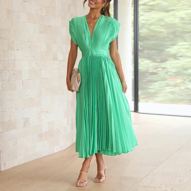 Lisi Maxikleid mit V-Ausschnitt und Plissee