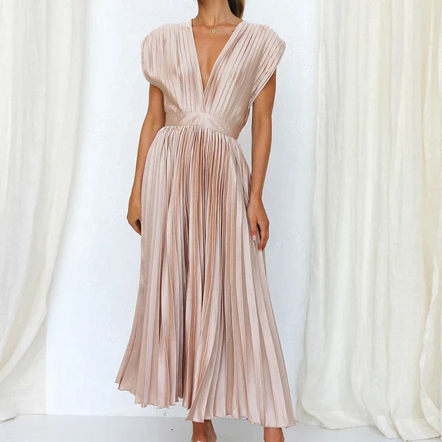 Lisi Maxikleid mit V-Ausschnitt und Plissee