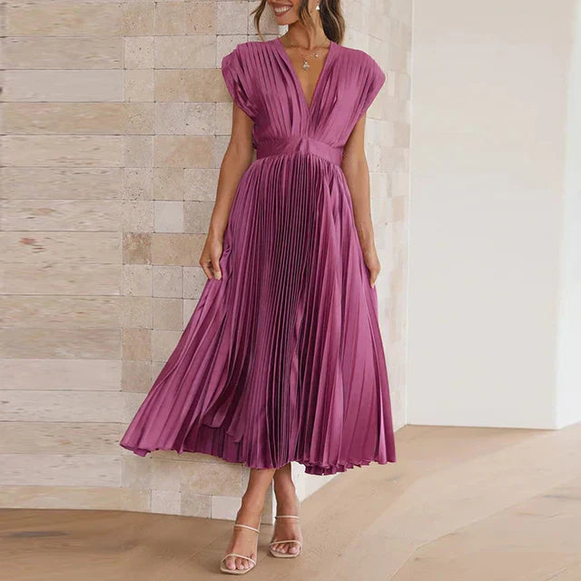 Lisi Maxikleid mit V-Ausschnitt und Plissee
