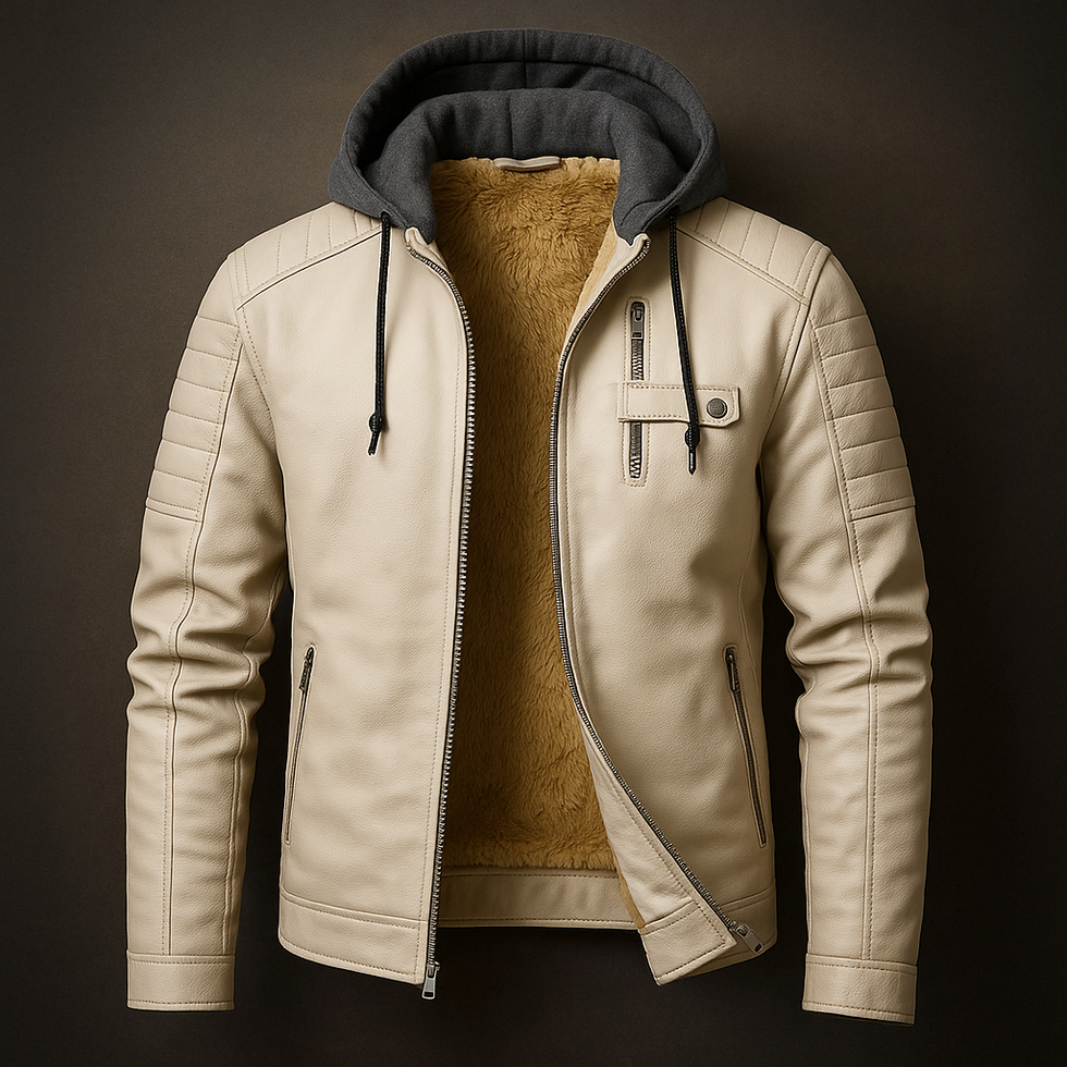 Glendon - Elegante Lederjacke mit Kapuze