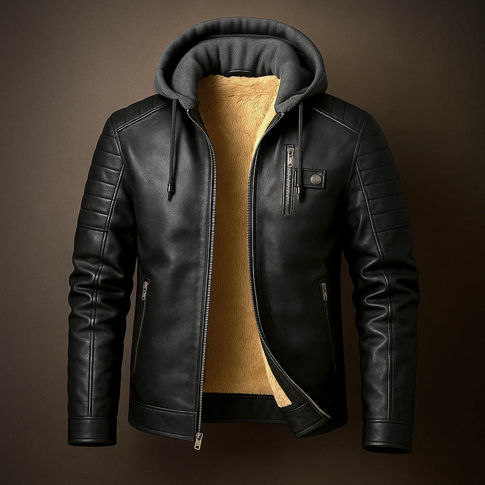 Glendon - Elegante Lederjacke mit Kapuze