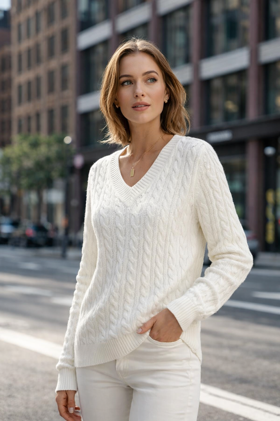Sivanit - Langärmeliger Strick Pullover Mit Rippmuster