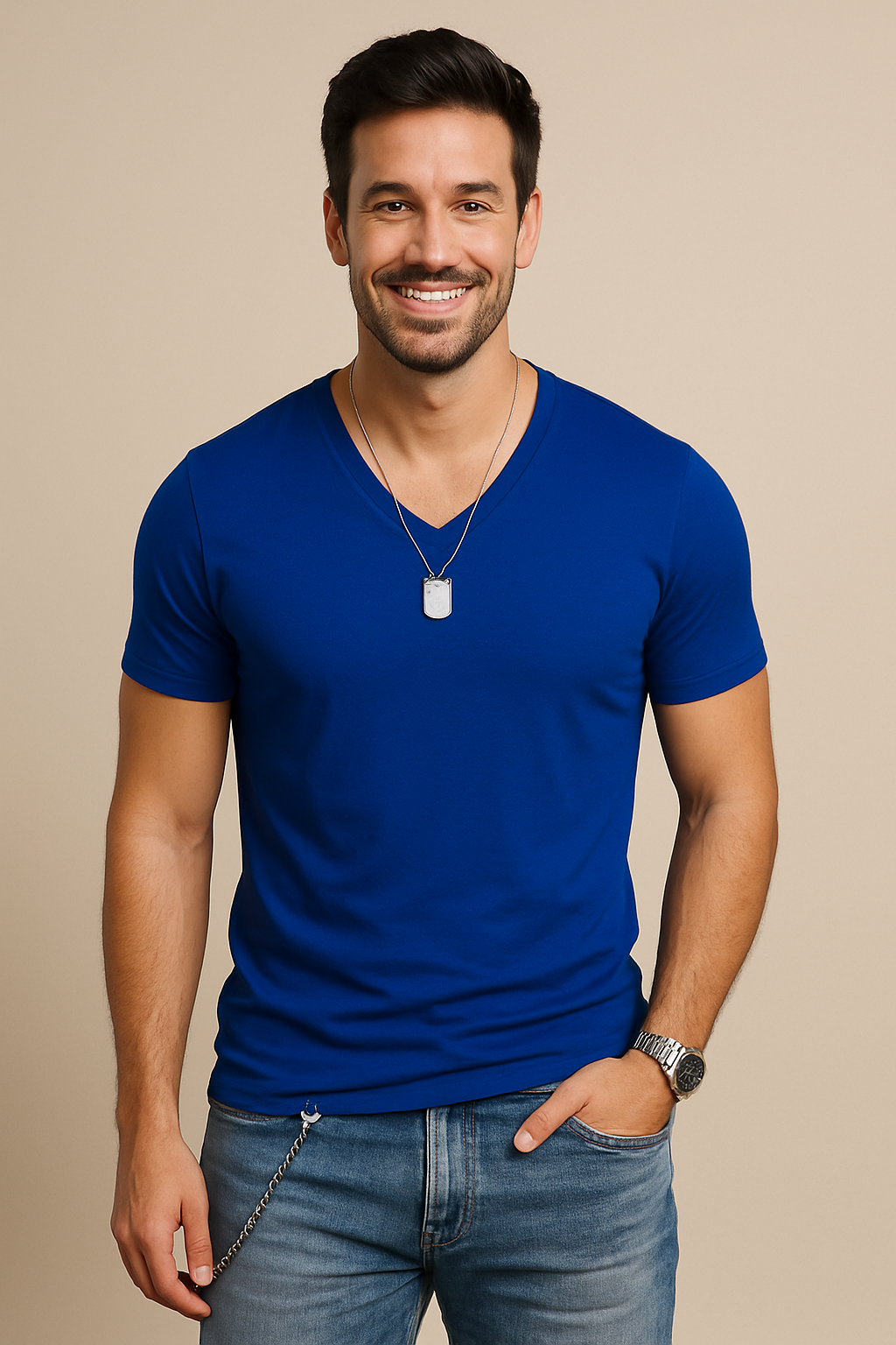 AROSA| Herren T-Shirt mit V-Ausschnitt für Sommer und Alltag
