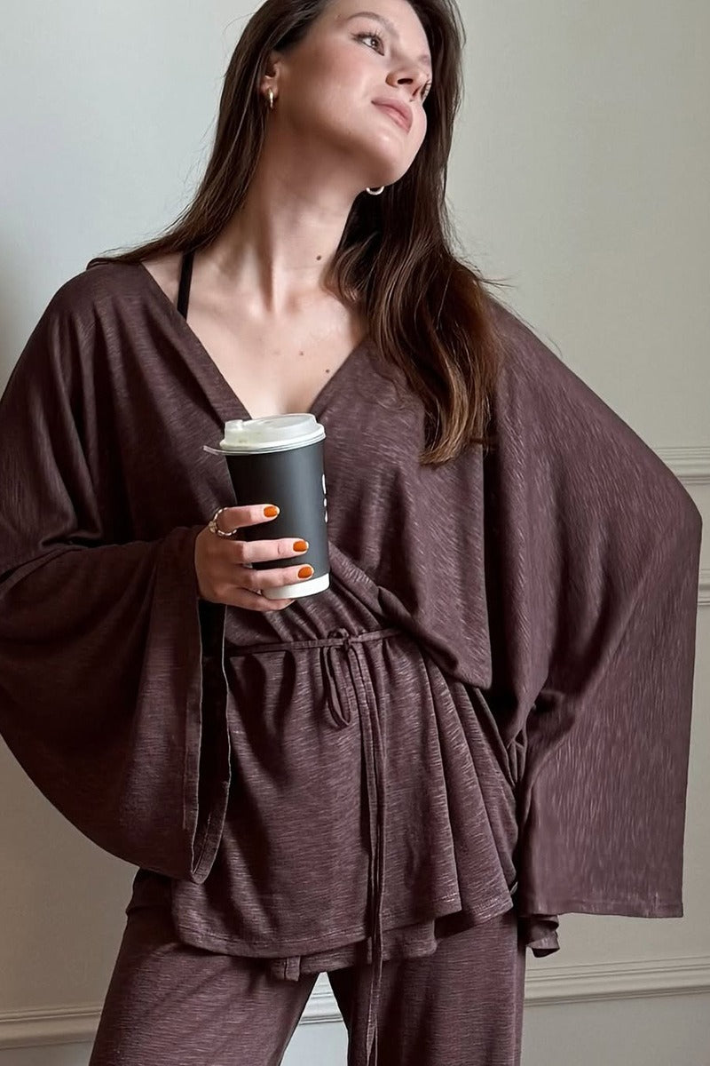 Damen Lounge-Set – Lässiges Ensemble mit weitem Bein & Oberteil