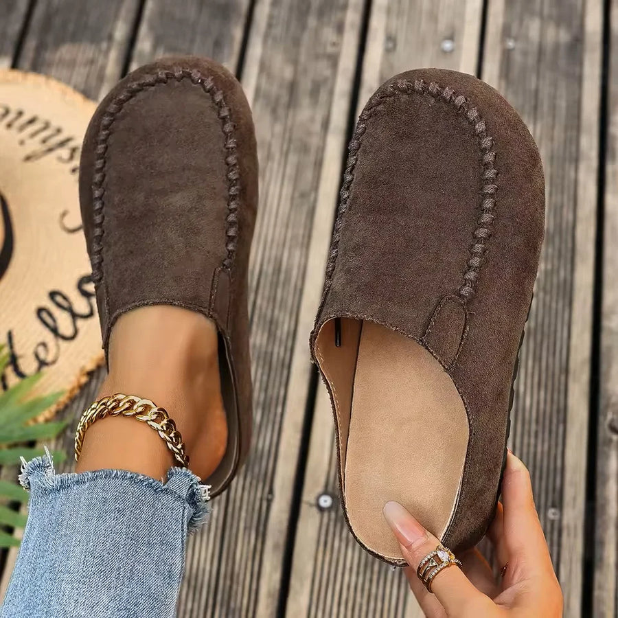 Lidja Damen Leder-Mules – Elegante Slipper im Vintage-Stil