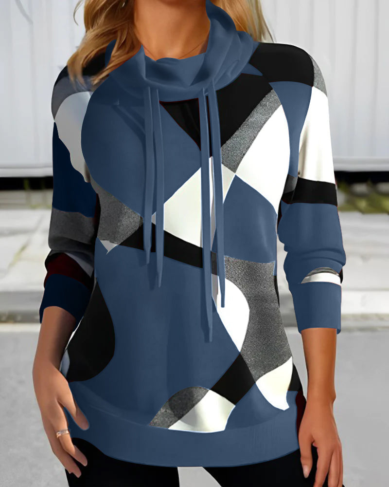 Kiana | Eleganter Pull mit geometrischem Muster und Schalkragen