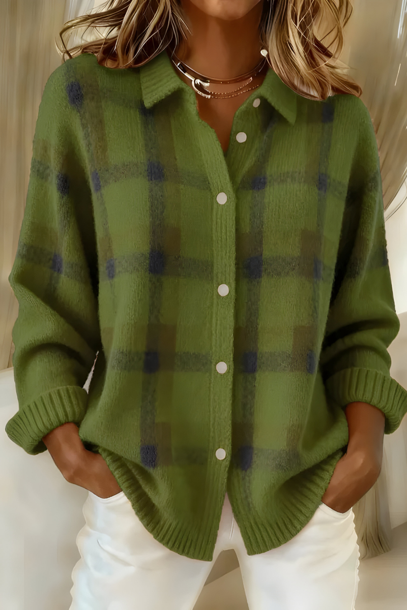Anna | Weicher Karomuster Strickcardigan – Stilvoll & gemütlich