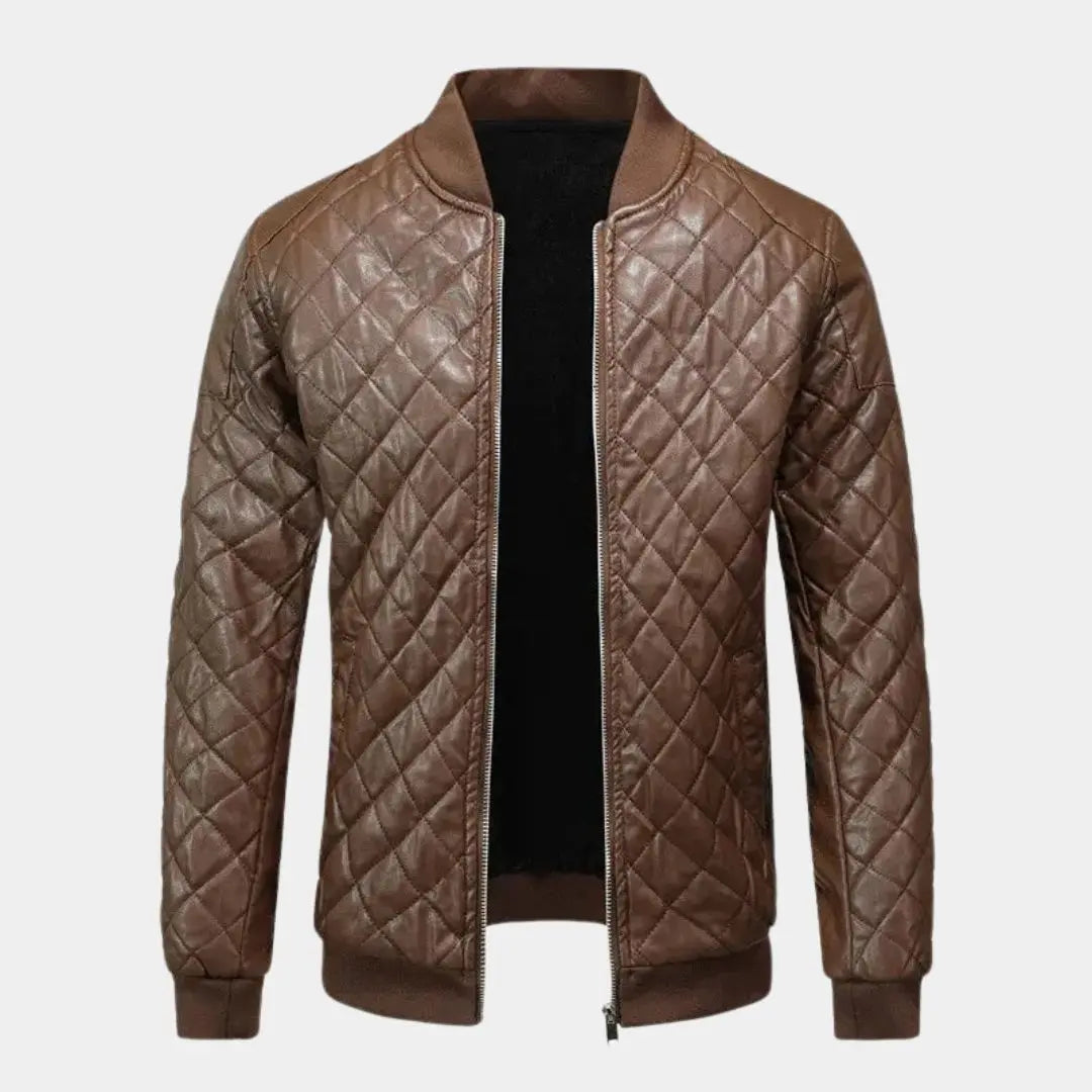 Braune Leder-Bomberjacke