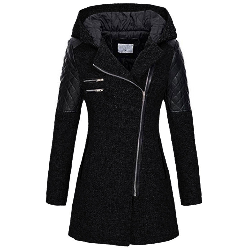 Eleganter Damen Wintermantel im Biker-Stil