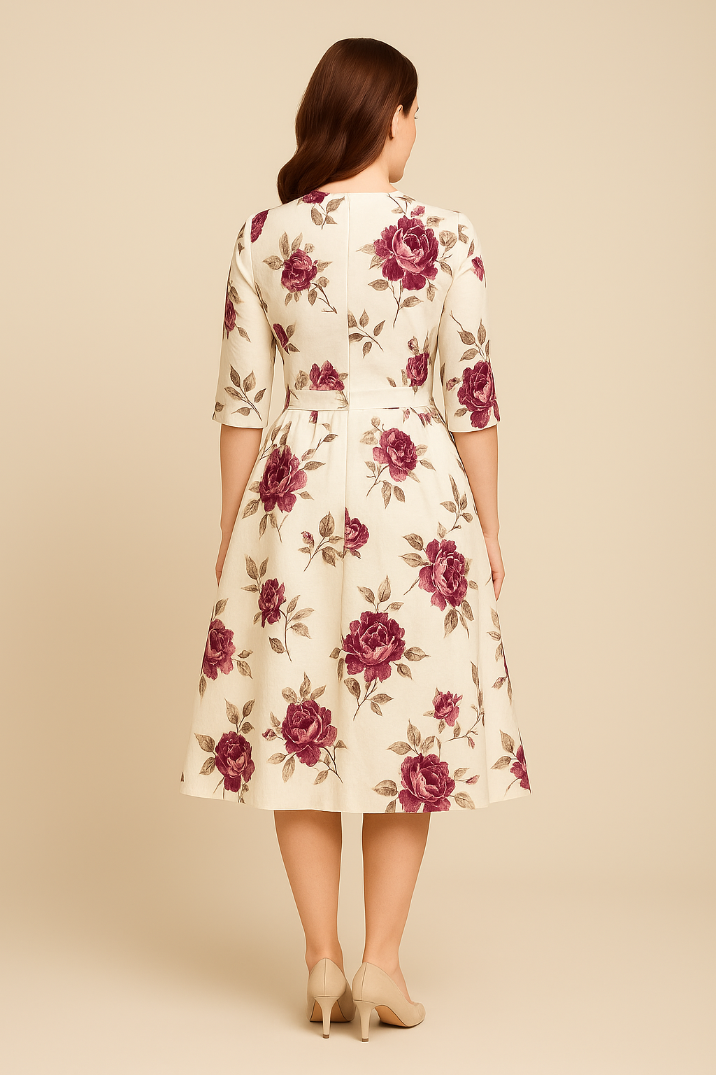 AROSA | Damen Florales Sommerkleid mit A-Linie und 3/4-Ärmeln luftig & leicht
