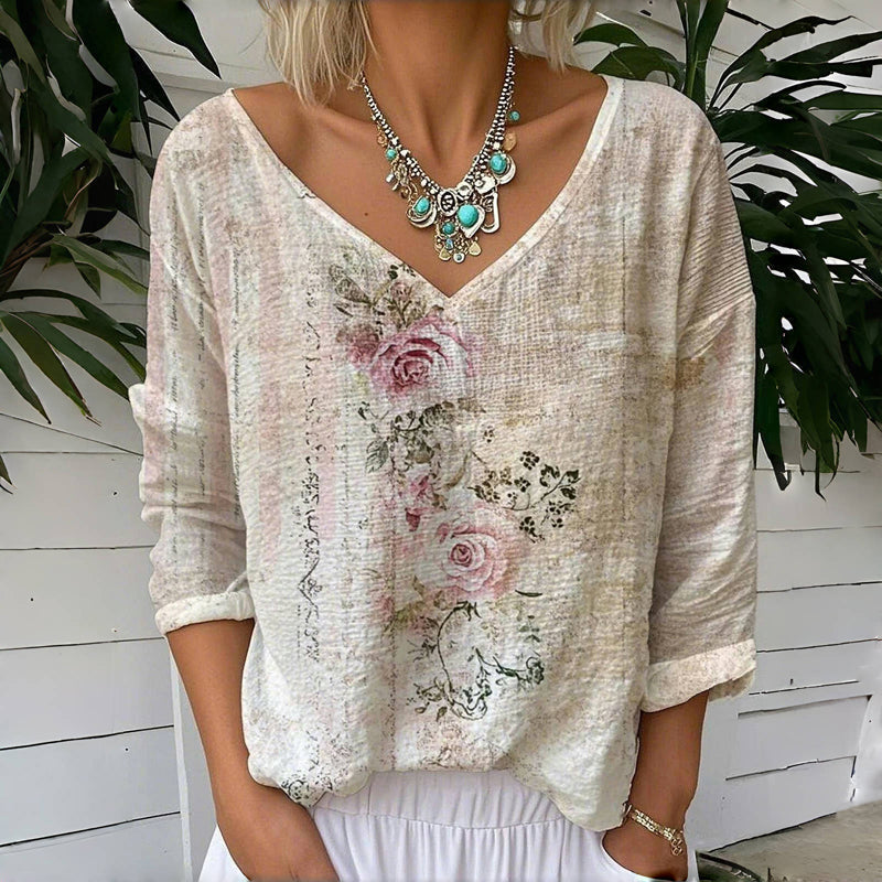 Rosi | Vintage-Style T-Shirt mit floralem Druck