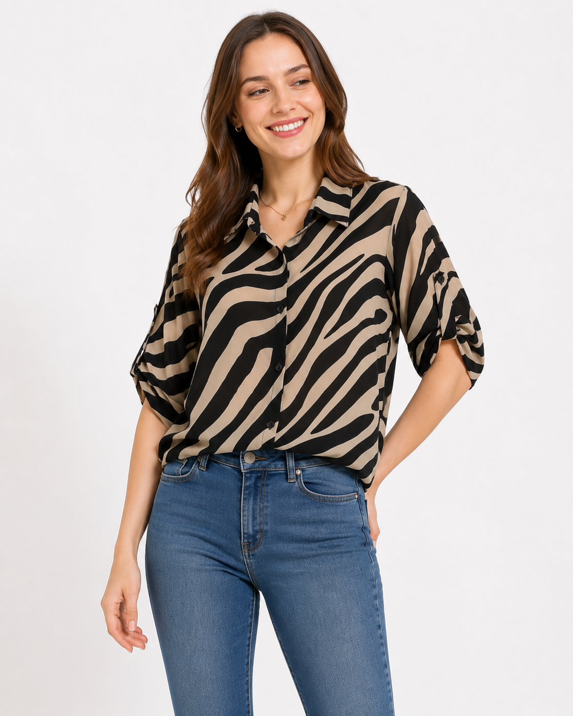 AROSA | Zebra Print Kurzarm Slim Fit