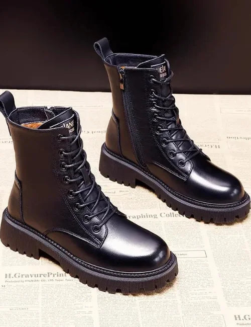 Andrea™ - Schwarze Winterstiefel aus Kunst-Leder