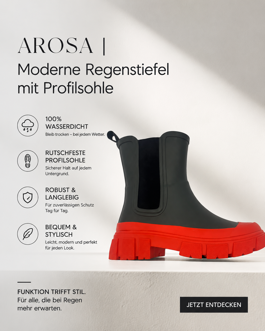 AROSA | Moderne Regenstiefel mit Profilsohle