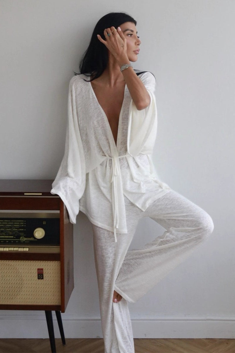 Damen Lounge-Set – Lässiges Ensemble mit weitem Bein & Oberteil