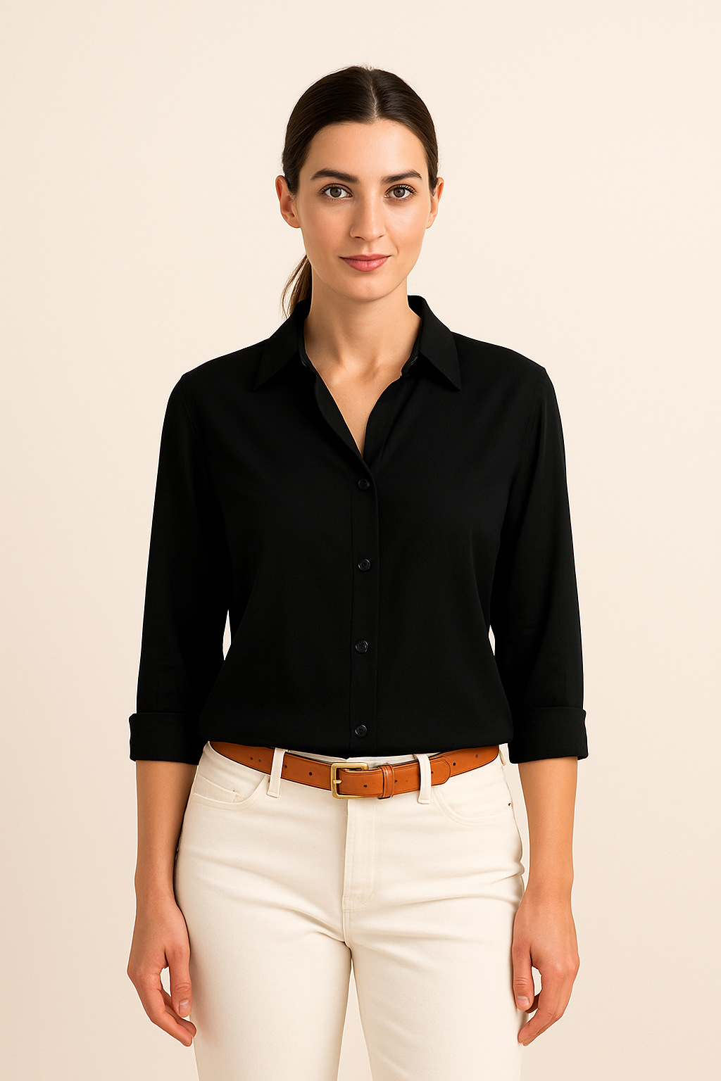 AROSA  | Damen Bluse mit Seidenglanz aus Baumwolle für  Büro oder Freizeit