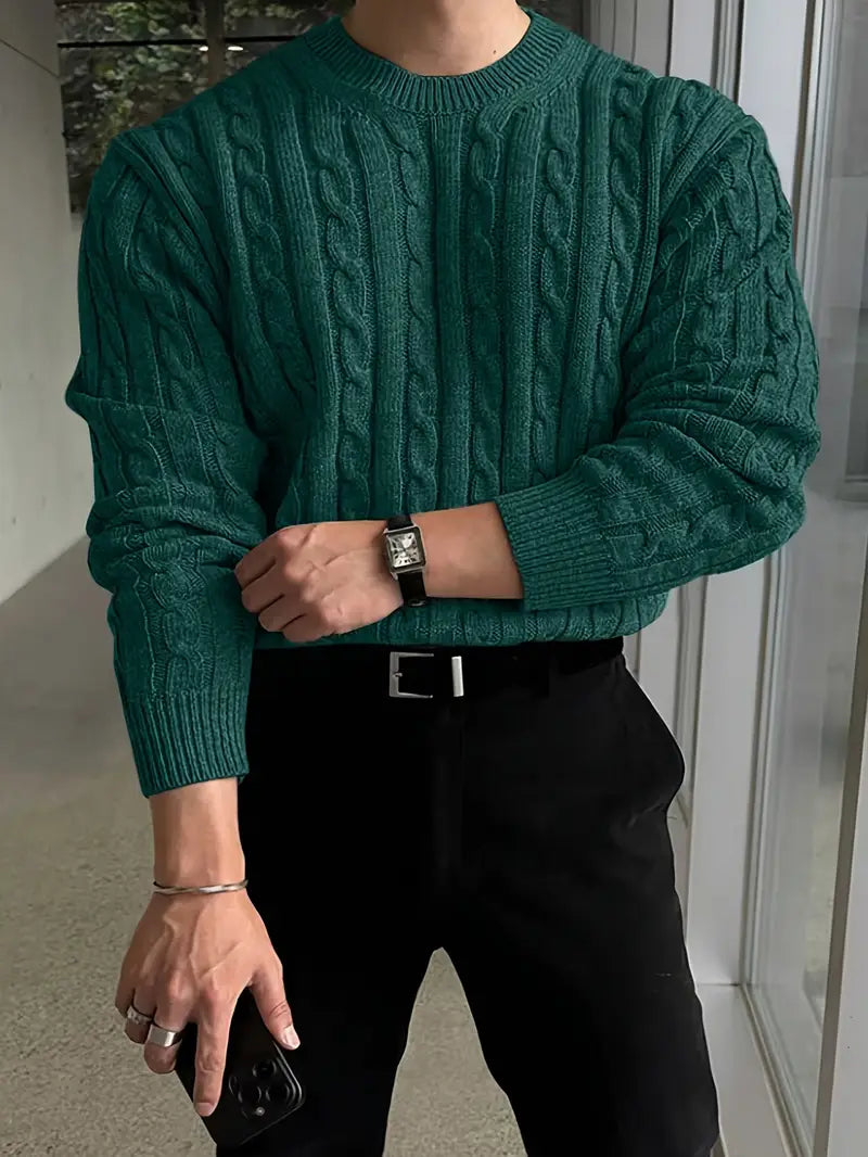 Mergim Lässiger Strickpullover Mit Langen Ärmeln