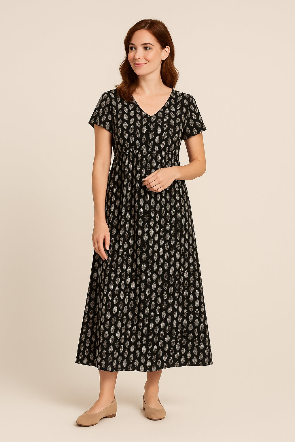 AROSA| Damen Maxikleid mit V-Ausschnitt und Empire-Taille luftig & leicht