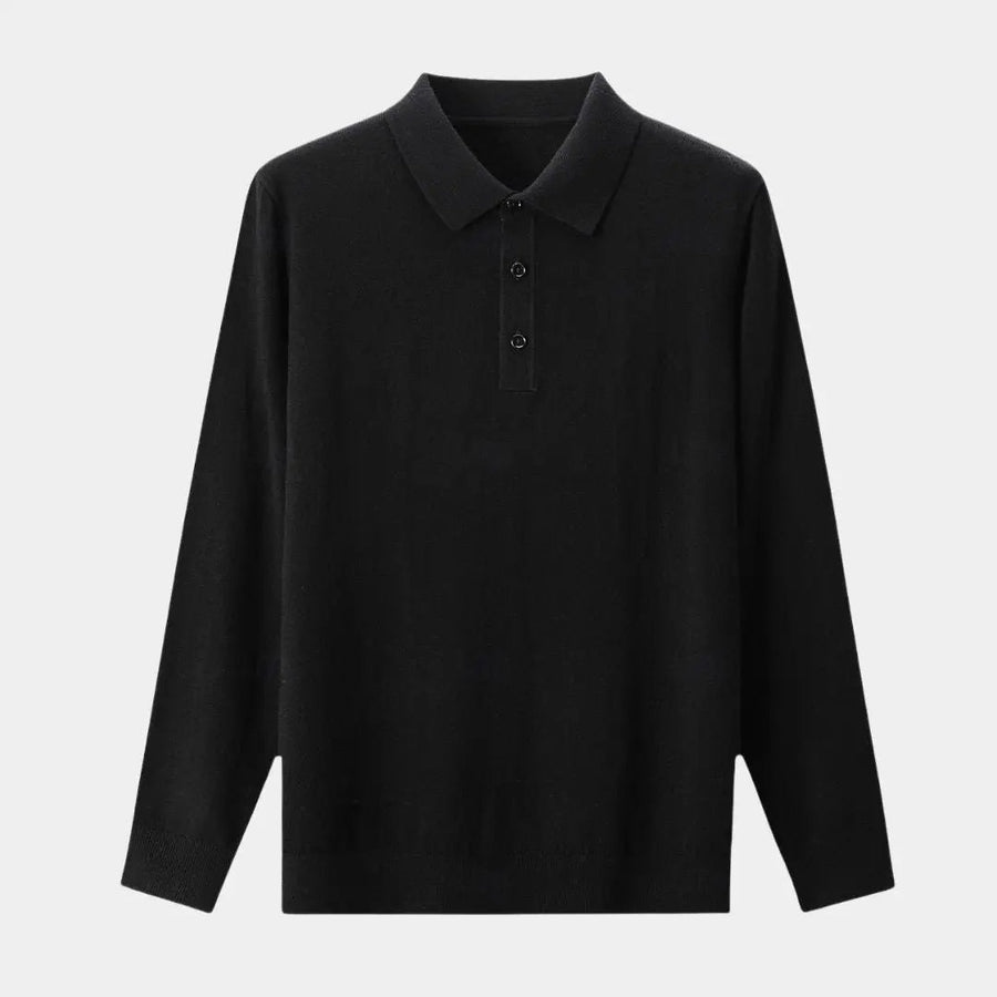 Wollstrick-Polopullover mit Knopfleiste