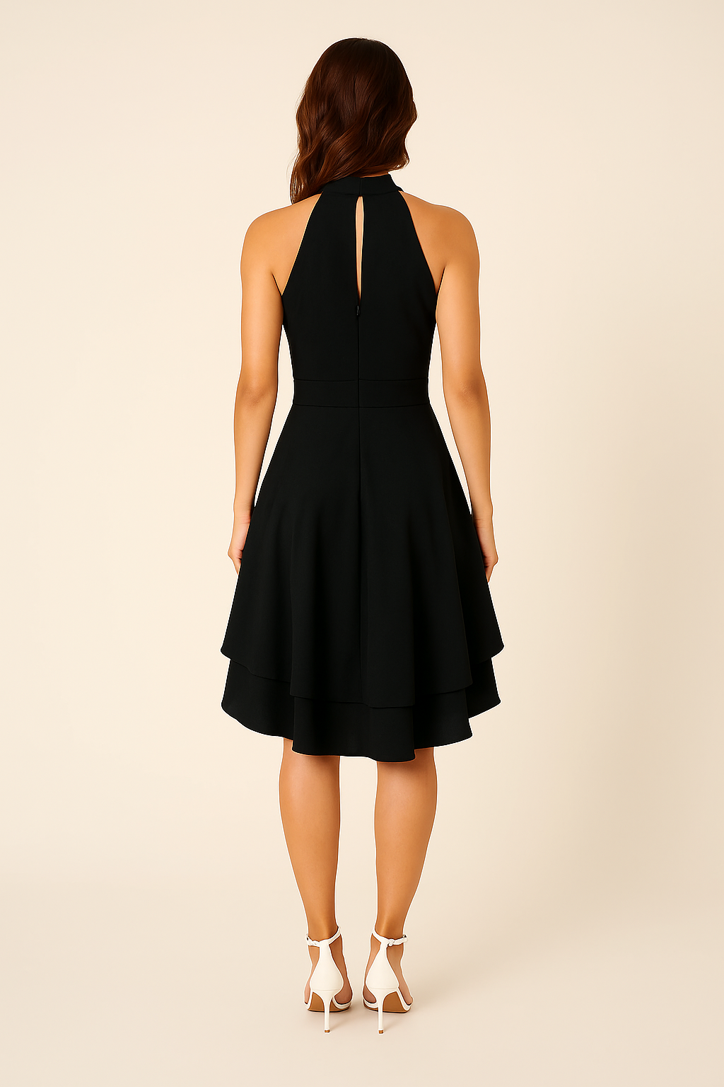 AROSA | Damen Neckholder Kleid mit taillierter Passform und High-Low-Rock