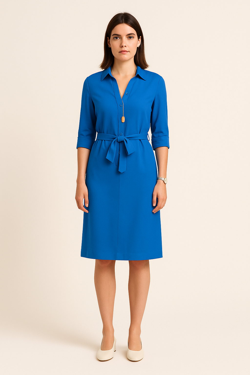 AROSA | Festliches Damen Hemdblusenkleid mit Knopfleiste