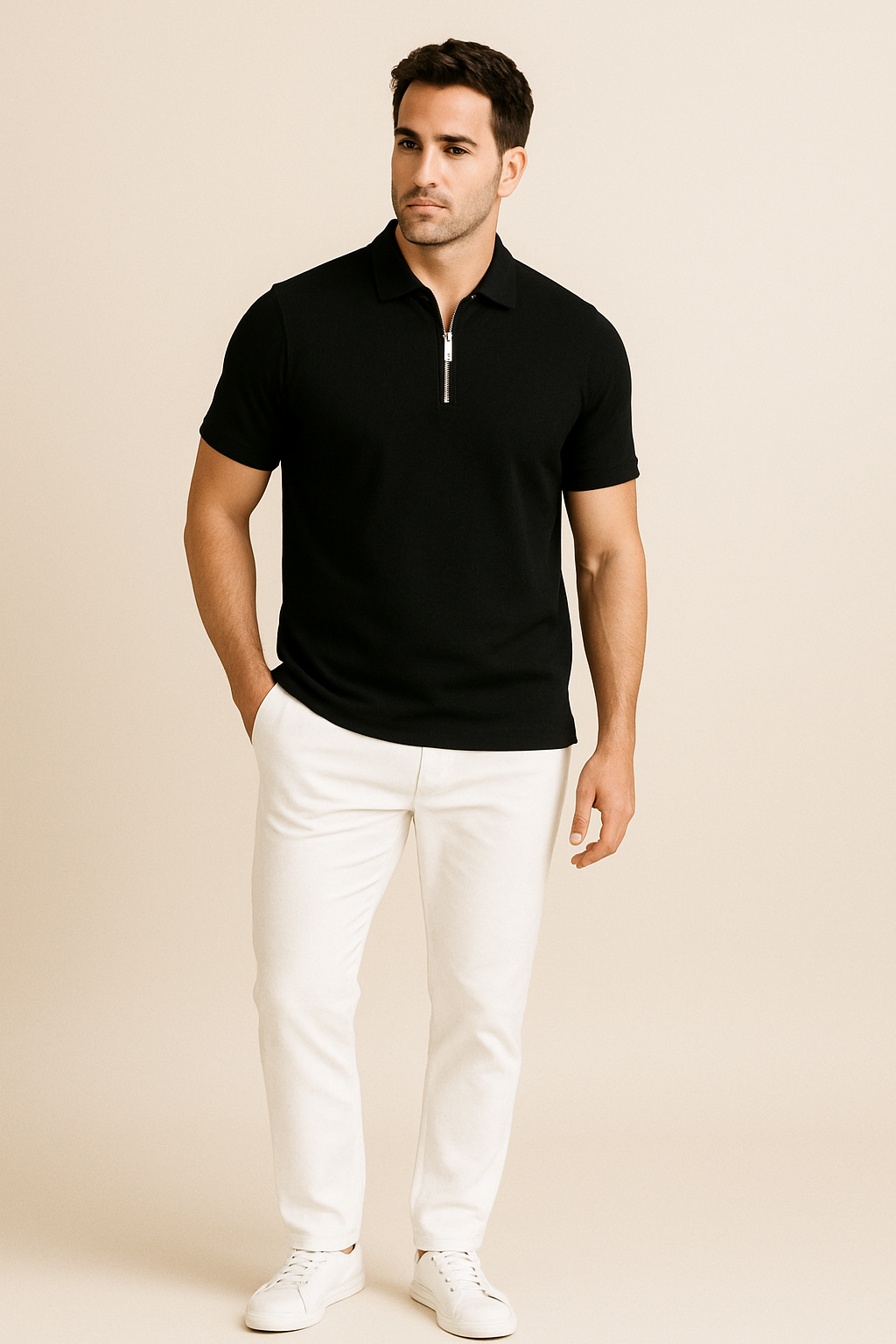 AROSA| Herren Sommer Poloshirt mit Reißverschluss und schmaler Passform