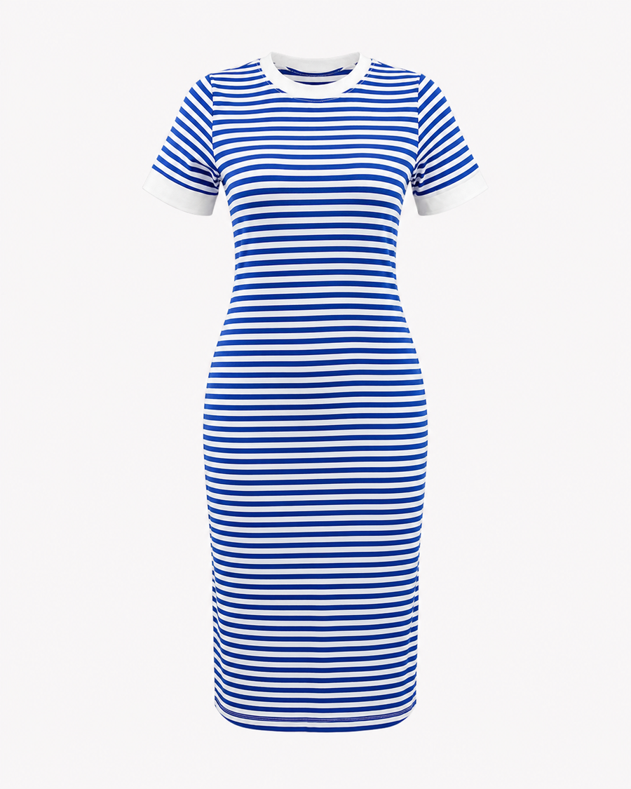 AROSA | Gestreiftes Midi T-Shirt-Kleid mit Taschen