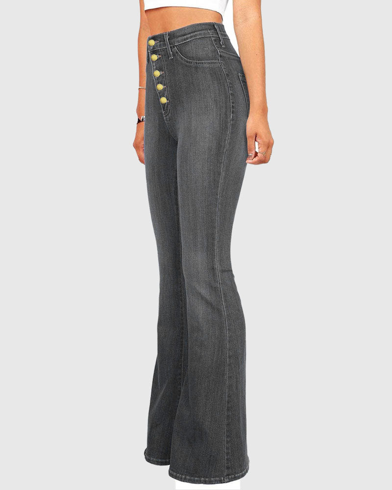 Schlag Jeans mit Hoher Taille