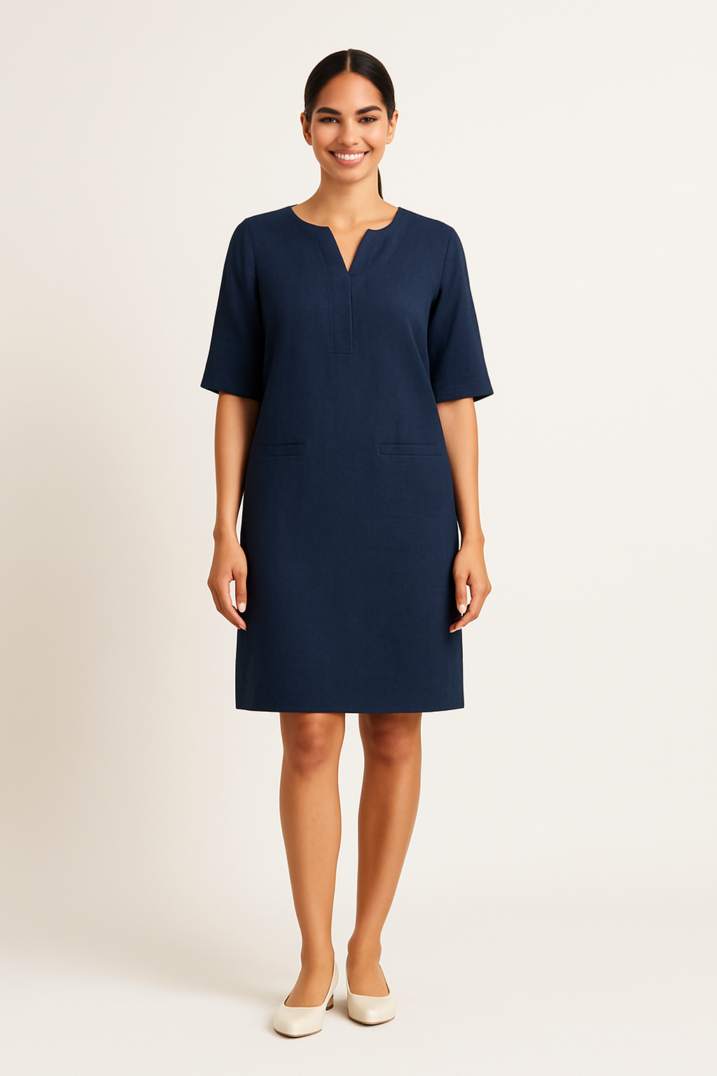 AROSA | Sommerliches Damen Kleid in Leinenoptik mit taillierter Passform luftig & leicht
