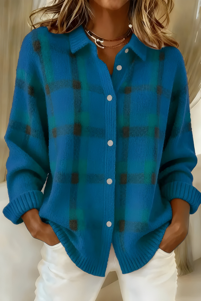 Anna | Weicher Karomuster Strickcardigan – Stilvoll & gemütlich