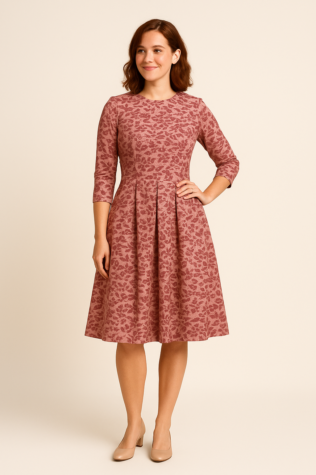 AROSA | Damen Florales Sommerkleid mit A-Linie und 3/4-Ärmeln luftig & leicht