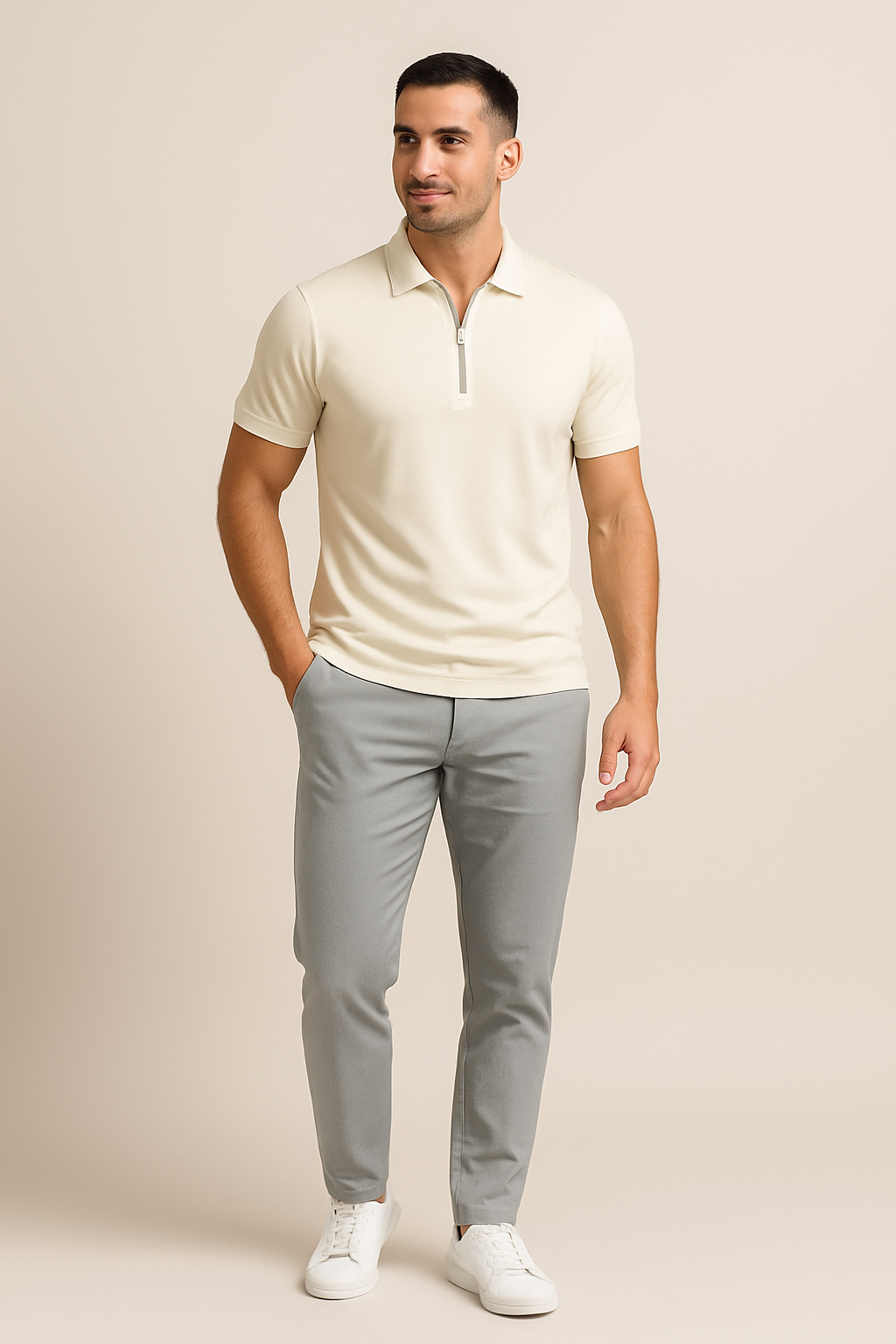 AROSA| Herren Sommer Poloshirt mit Reißverschluss und schmaler Passform