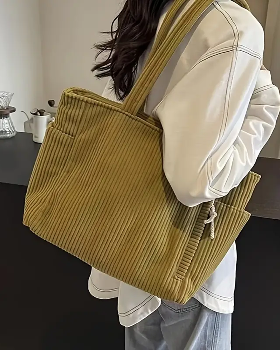 Tilda Gerippte Tragetasche mit Kordel-Detail