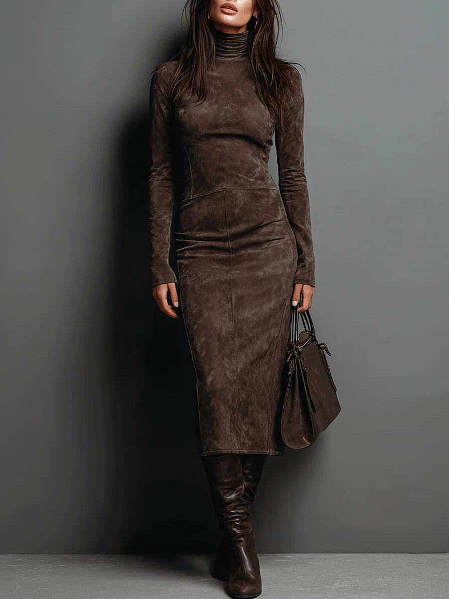 Mildred Elegantes Wildleder-Maxikleid