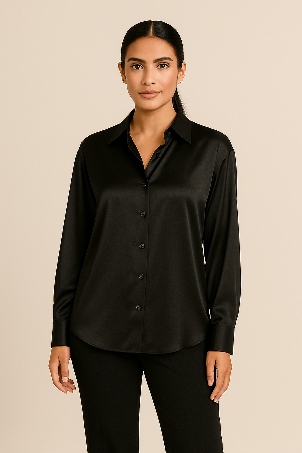AROSA  | Festliche Damen Bluse mit seidigem Finish und klassischer Knopfleiste