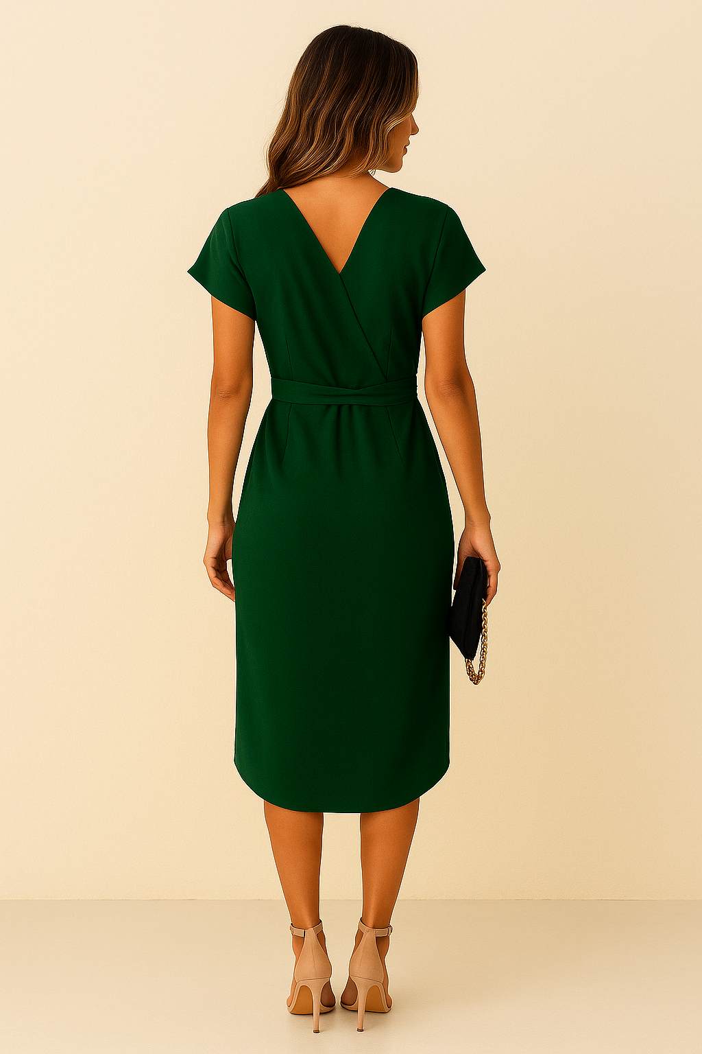 AROSA | Damen Elegantes Wickelkleid in Midilänge mit V-Ausschnitt