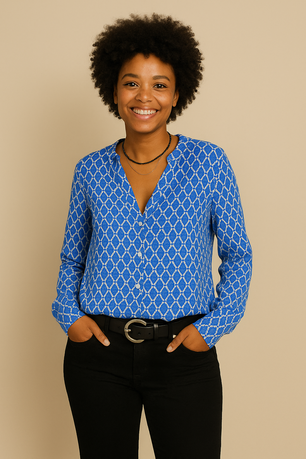 AROSA  | Damen Bluse mit V-Ausschnitt und klassischem Muster luftig & leicht