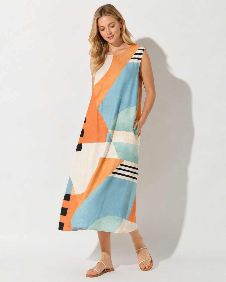 AROSA | Ärmelloses Kleid mit Blumenmuster für den Sommer