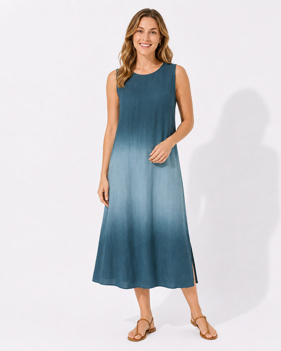 AROSA | Damen Ärmelloses Maxikleid mit Rundhalsausschnitt luftig & leicht
