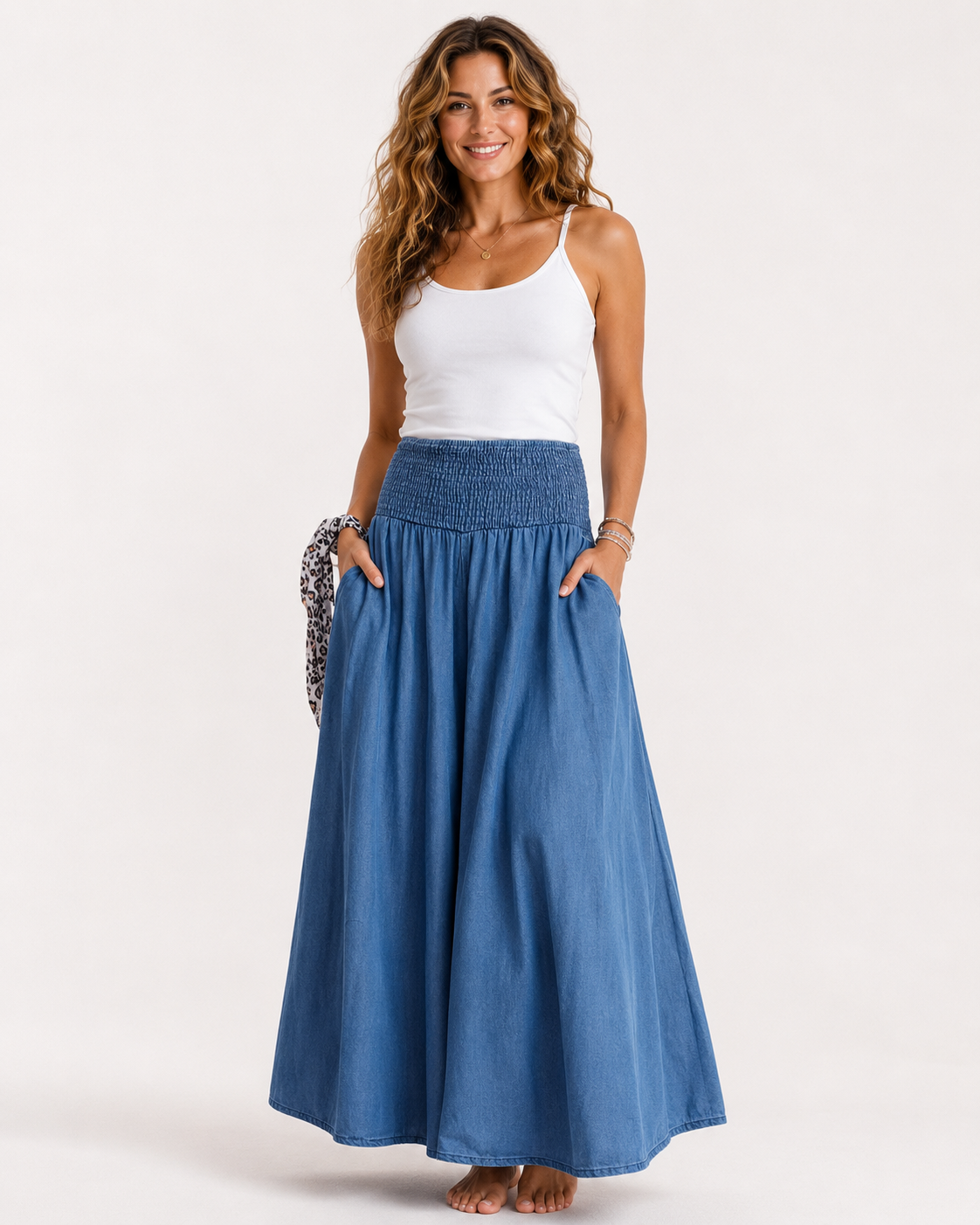 AROSA | Damen High Waist Jeans mit Weitem Bein – Hellblau