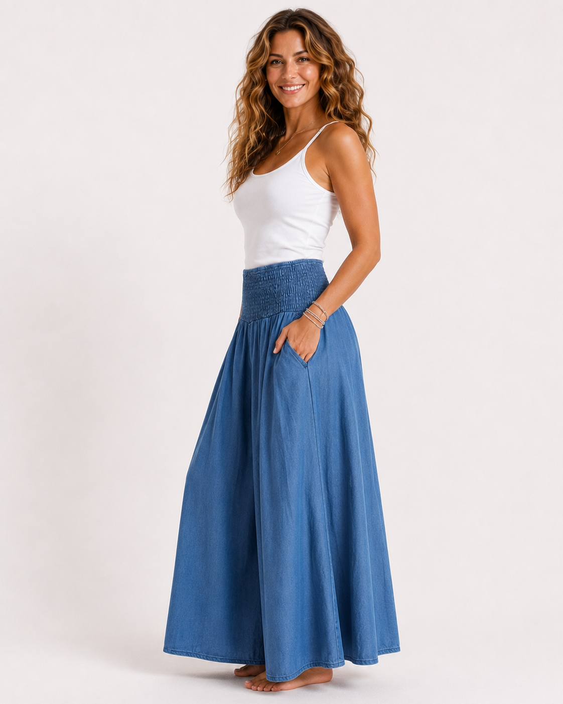 AROSA | Damen High Waist Jeans mit Weitem Bein – Hellblau