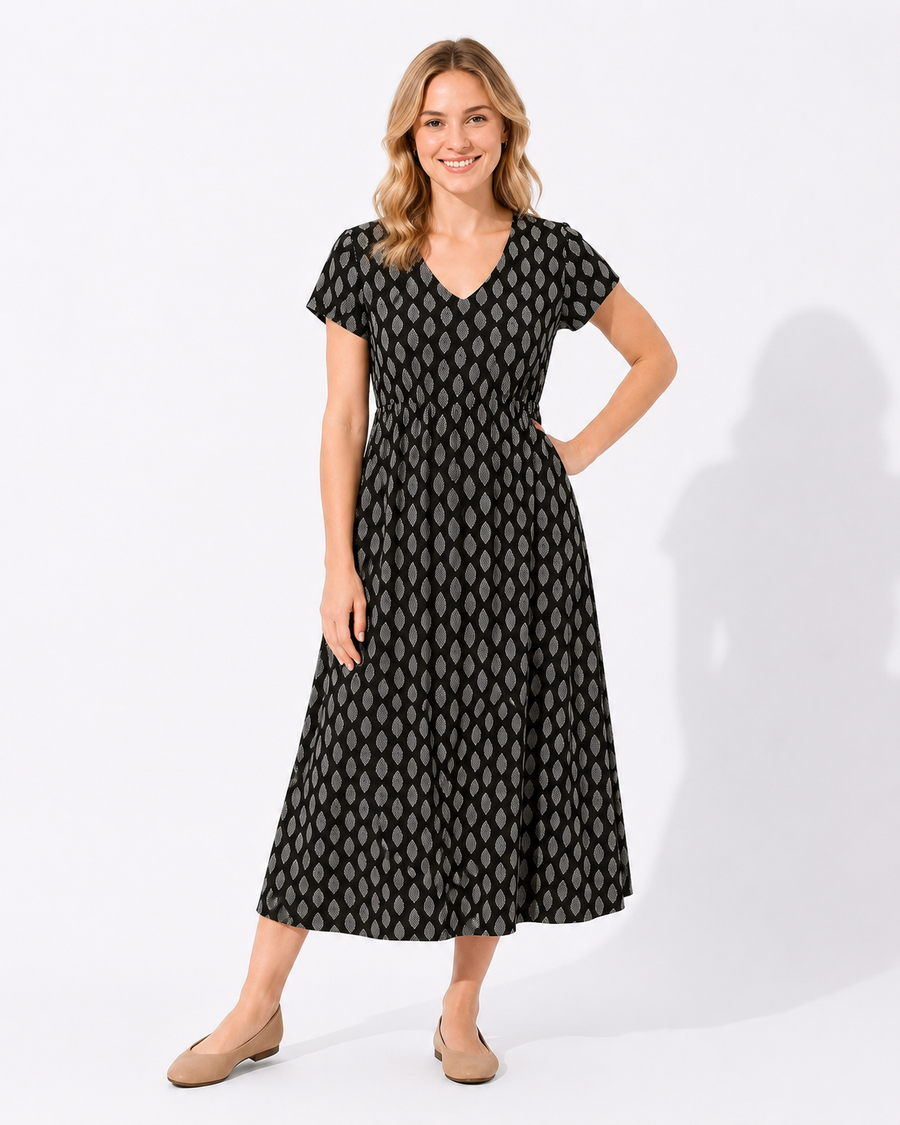 AROSA| Damen Maxikleid mit V-Ausschnitt und Empire-Taille luftig & leicht