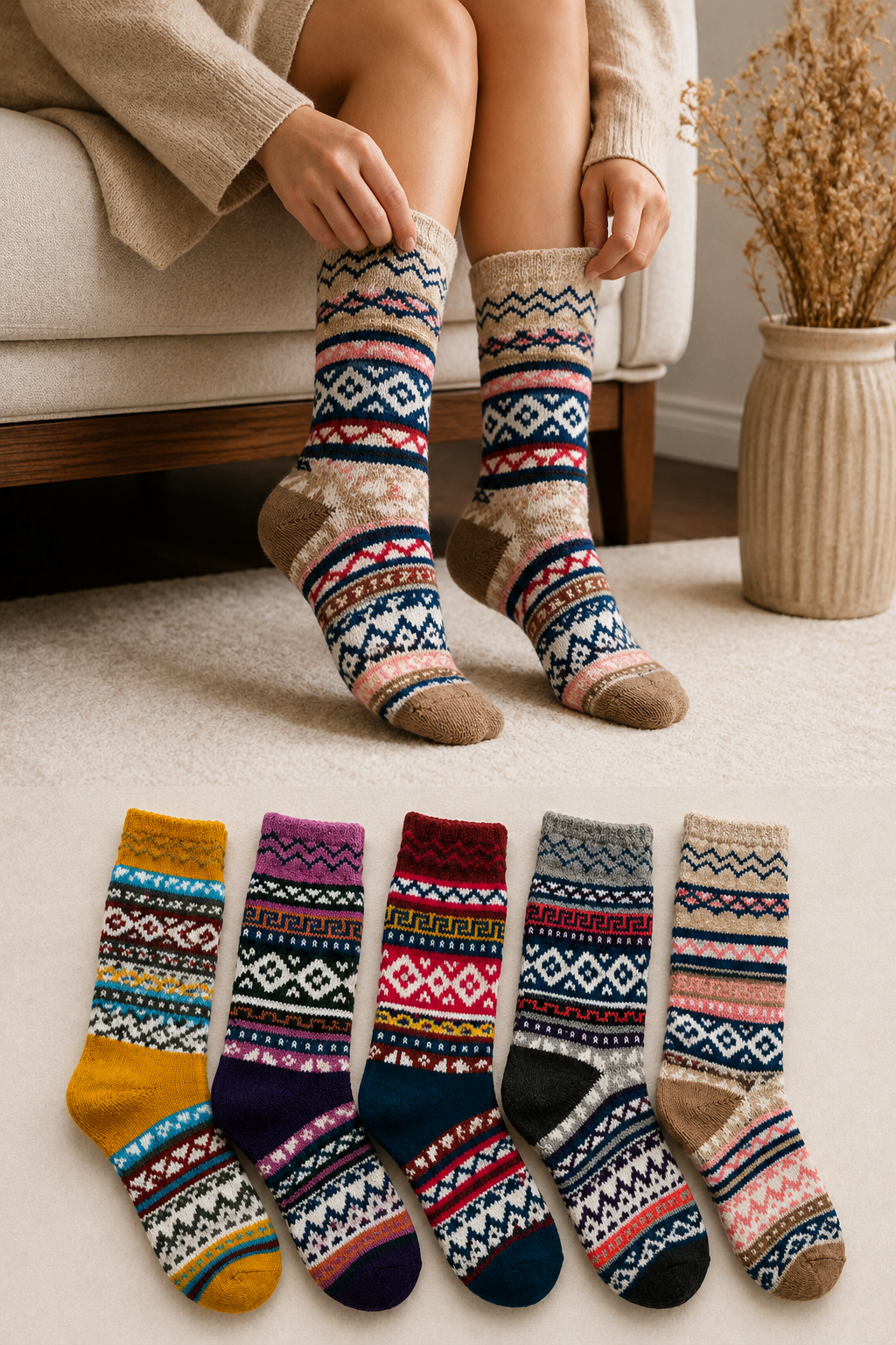 AROSA | Damen Norweger Socken 5er-Pack Bunt