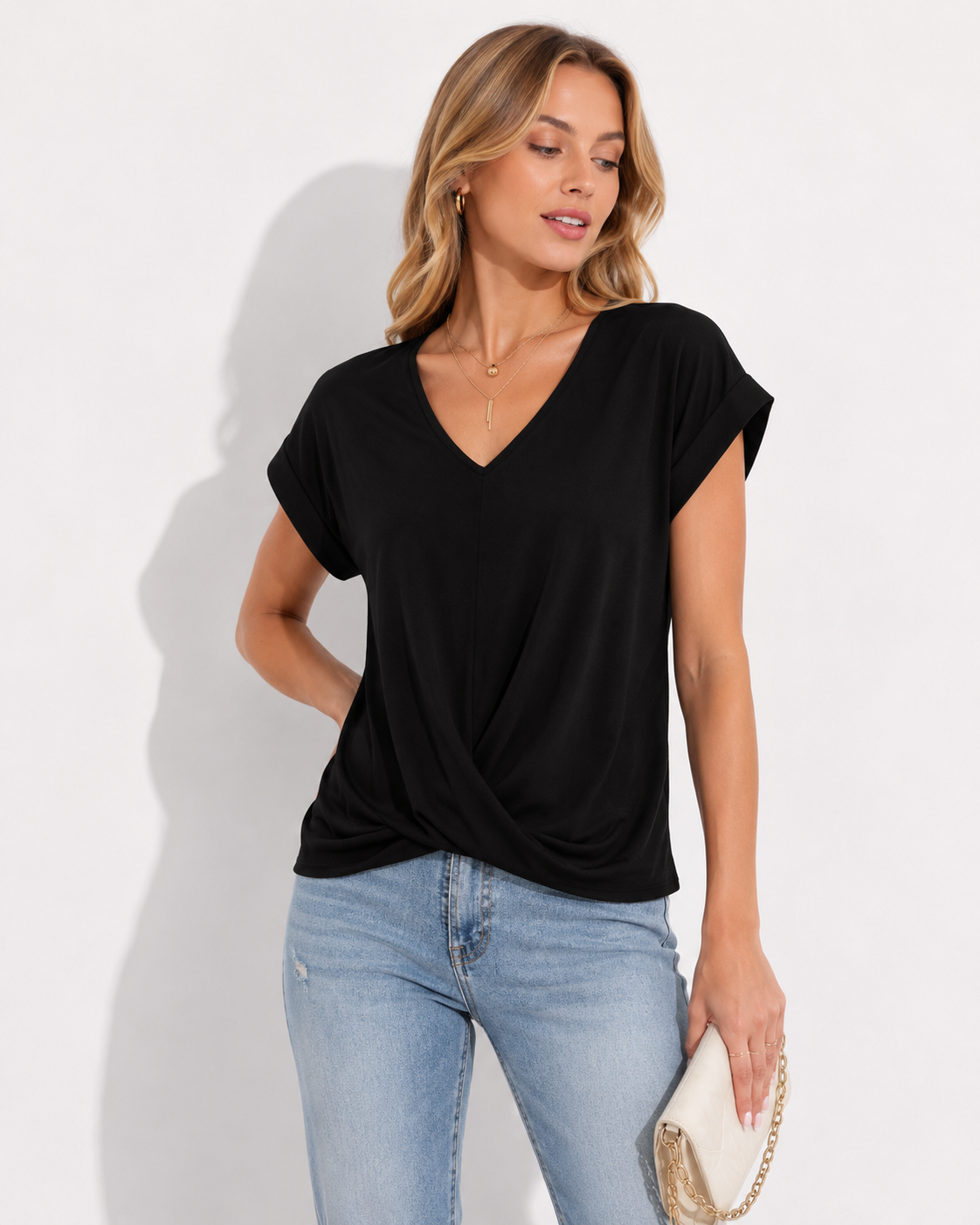 AROSA | Damen V-Ausschnitt T-Shirt – Elegantes Kurzarm-Oberteil
