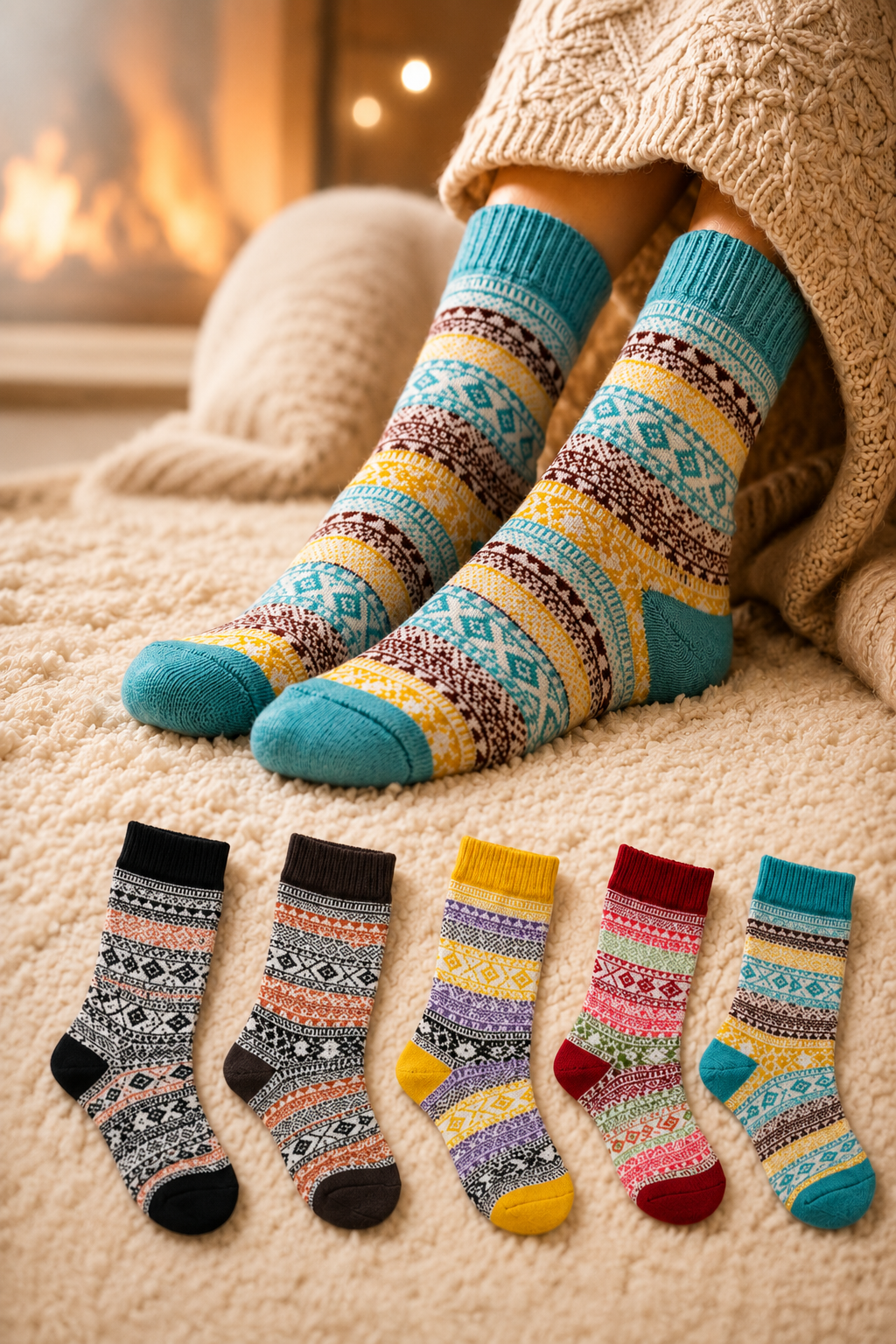 AROSA | Damen Wintersocken Nordic Muster 5er-Pack