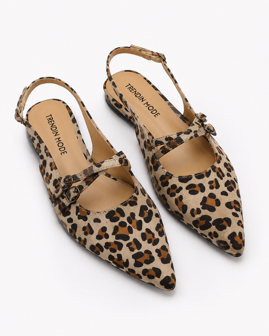 AROSA | Designer Damen Leopardenmuster Slip-On Sandalen