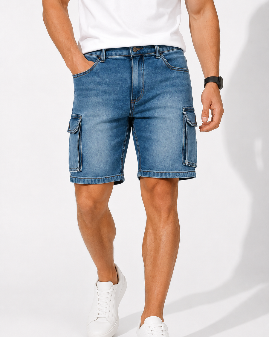 AROSA | Herren Denim-Cargo-Shorts in mittlerer Länge