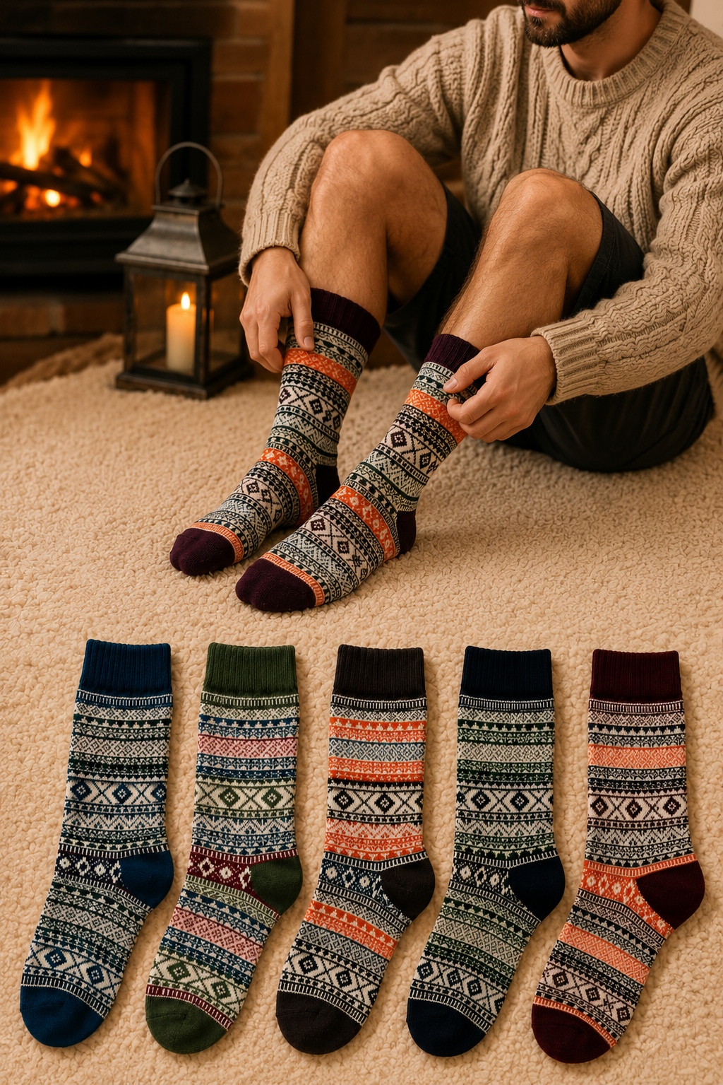 AROSA | Herren Wintersocken Scandinavian Muster 5er-Pack